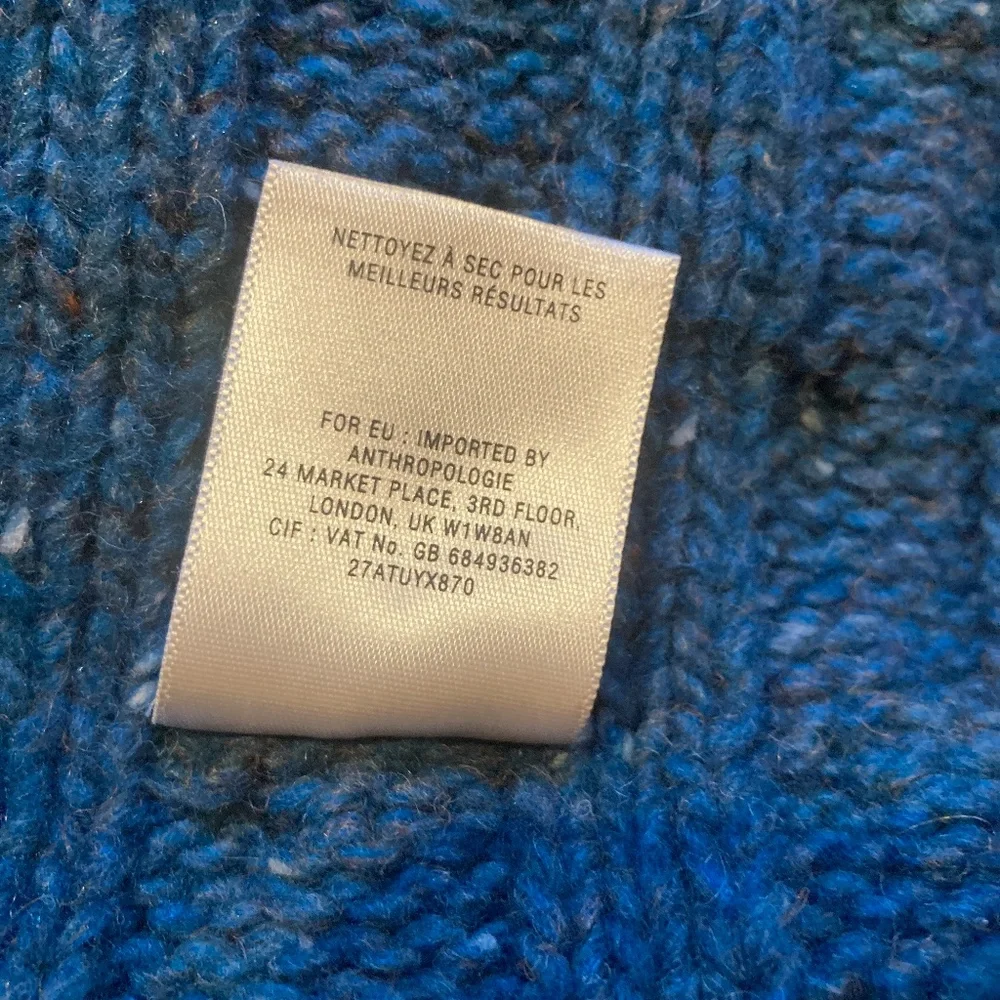 Anthropologie Teal Speckled Cable Sweater Cardigan Size S by Sleeping on Snow